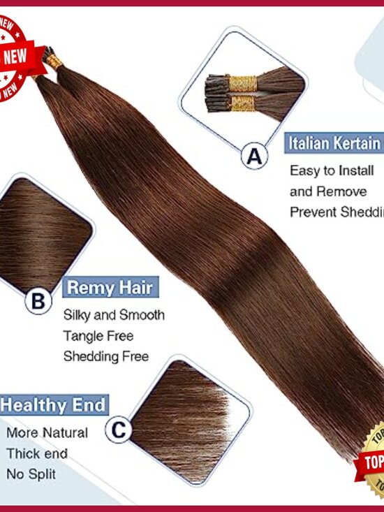 22 Inch Human Hair Extensions 50g Pre-Bonded I-Tip Salon Quality